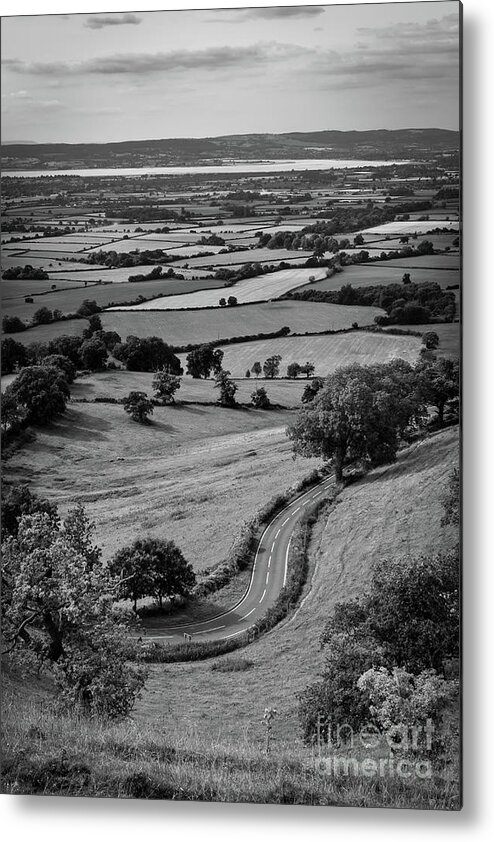 Britain Metal Print featuring the photograph Scenic Cotswolds - Patchwork fields, winding road #2 by Seeables Visual Arts