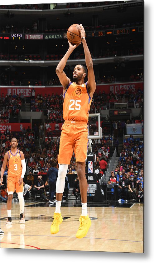 Mikal Bridges Metal Print featuring the photograph 2021 NBA Playoffs - Phoenix Suns v LA Clippers by Andrew D. Bernstein