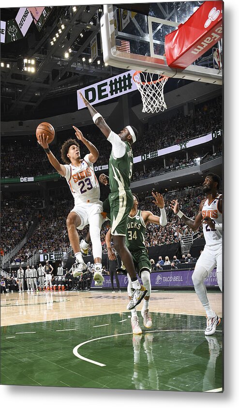Playoffs Metal Print featuring the photograph 2021 NBA Playoffs - Phoenix Suns v Milwaukee Bucks by Andrew D. Bernstein