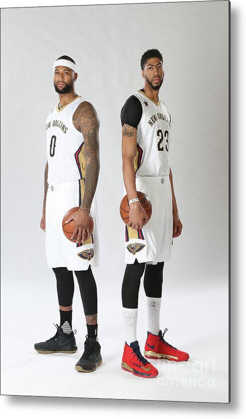 Demarcus Cousins Metal Print featuring the photograph Demarcus Cousins and Anthony Davis by Layne Murdoch