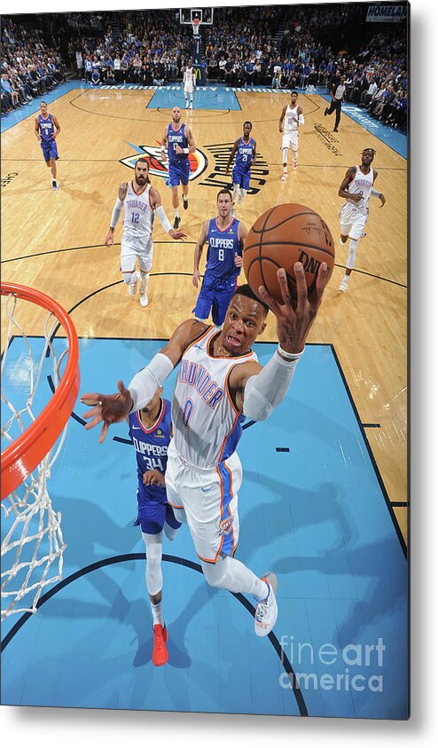 Russell Westbrook Metal Print featuring the photograph Russell Westbrook by Andrew D. Bernstein