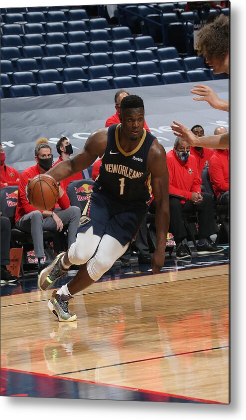 Smoothie King Center Metal Print featuring the photograph Zion Williamson by Layne Murdoch Jr.