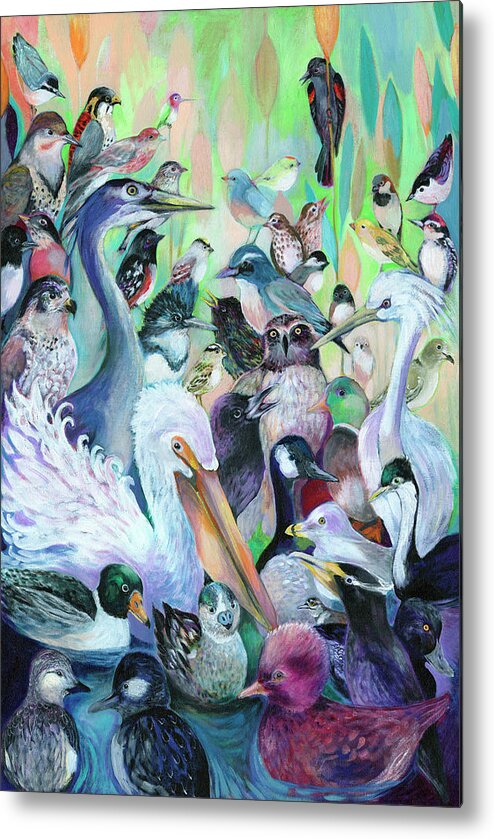 Bird Metal Print featuring the painting 44 Birds by Jennifer Lommers