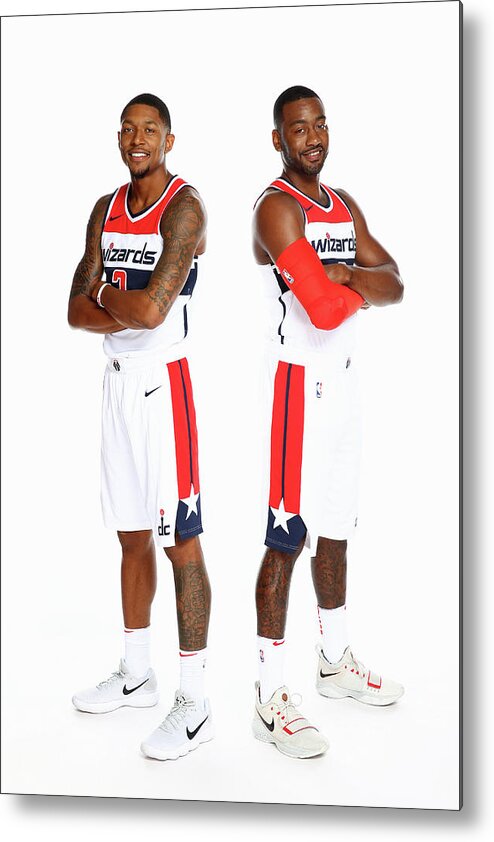 Media Day Metal Print featuring the photograph John Wall and Bradley Beal by Ned Dishman