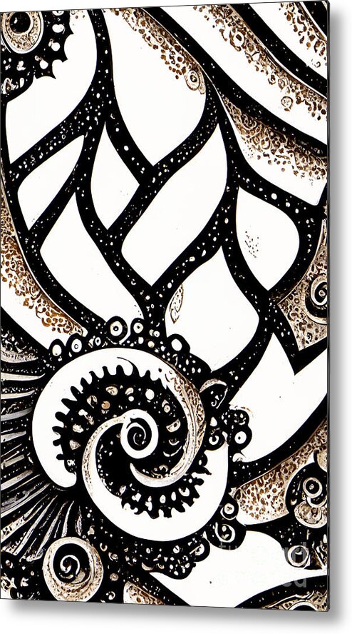 Zentangle Metal Print featuring the digital art Zentangle #5 by Sabantha