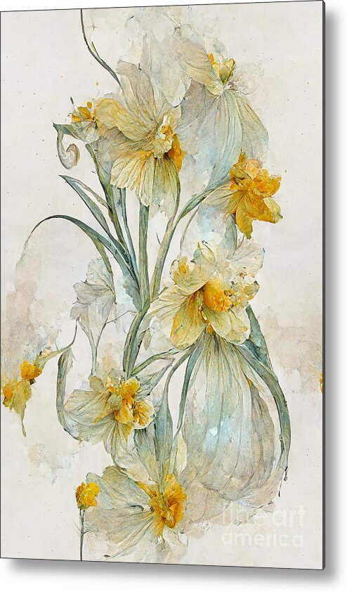 Series Metal Print featuring the digital art Daffodils #6 by Sabantha