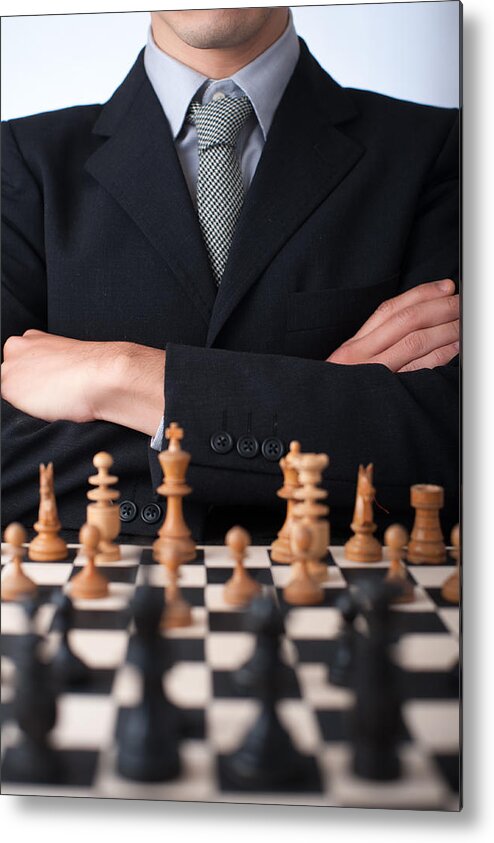 Expertise Metal Print featuring the photograph A man through the chess by Toshiro Shimada