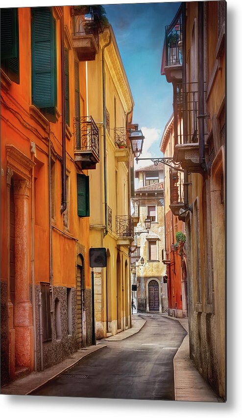 Verona Metal Print featuring the photograph A Pretty Little Street in Verona Italy by Carol Japp