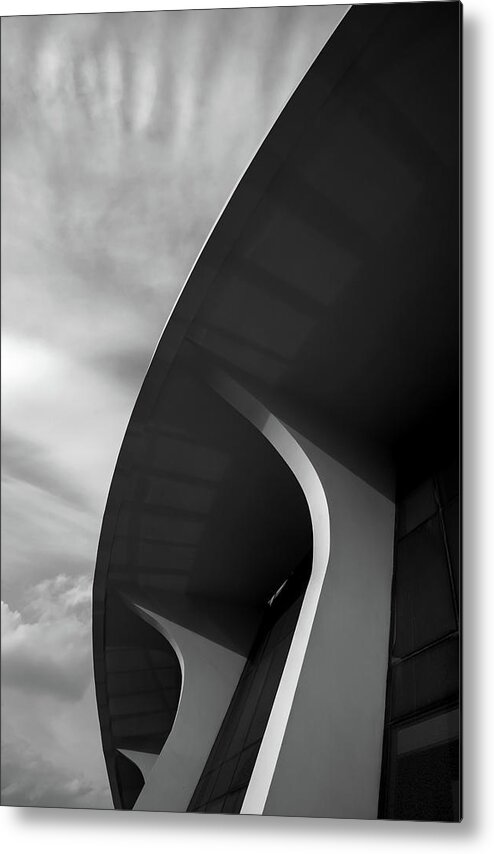 Architecture Metal Print featuring the photograph Abstract architecture design. Black and white futuristic exterio by Michalakis Ppalis