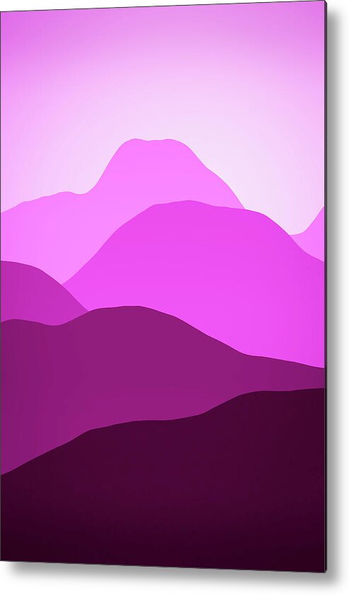 Minimalist Metal Print featuring the digital art Abstract Pink and Purple Mountain Dream Landscape by Matthias Hauser