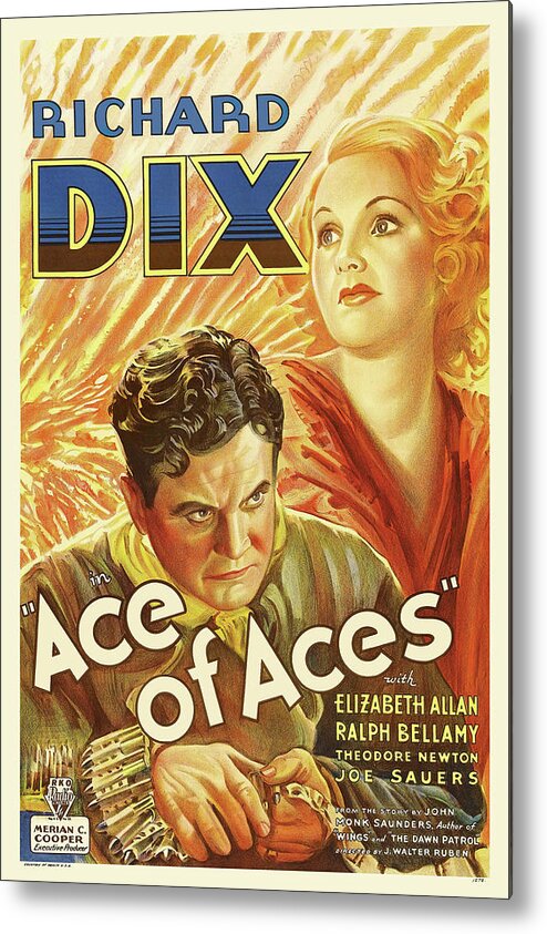 Ace Metal Print featuring the mixed media ''Ace of Aces'', with Richard Dix, 1933 by Movie World Posters