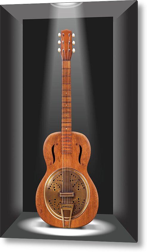 Spot Light Metal Print featuring the photograph Acoustic Guitar in a Box 4 by Mike McGlothlen