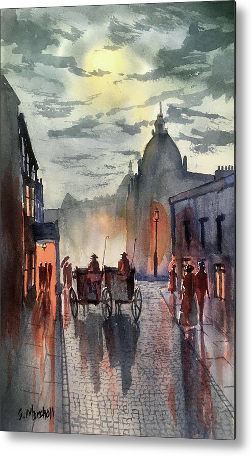 Watercolour Metal Print featuring the painting After the Show - Call a Cab by Glenn Marshall