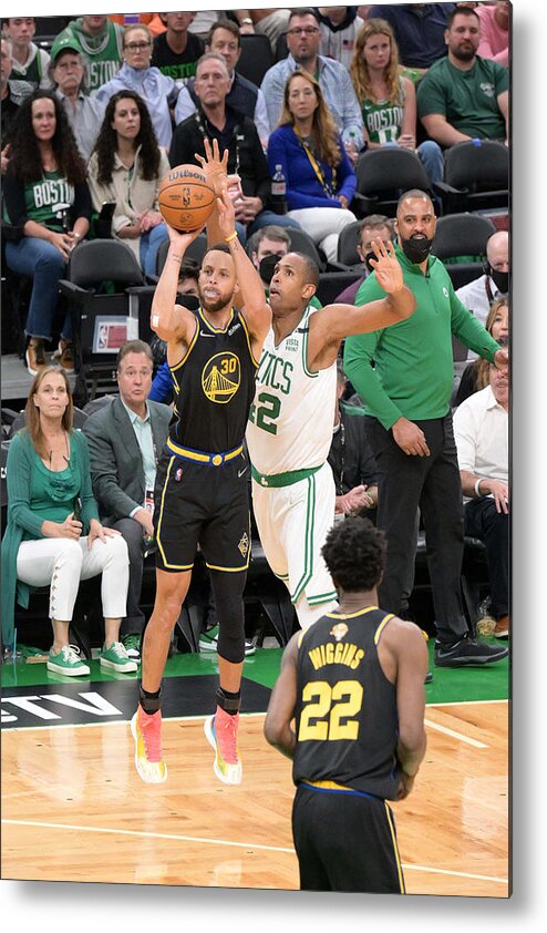 Stephen Curry Metal Print featuring the photograph Al Horford and Stephen Curry by Annette Grant
