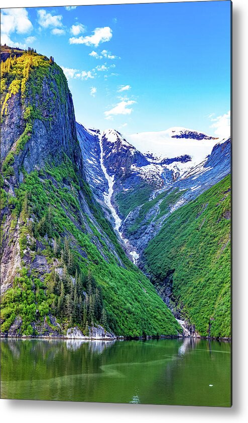 Alaska Metal Print featuring the digital art Alaska Inside Passage frozen waterfall by SnapHappy Photos