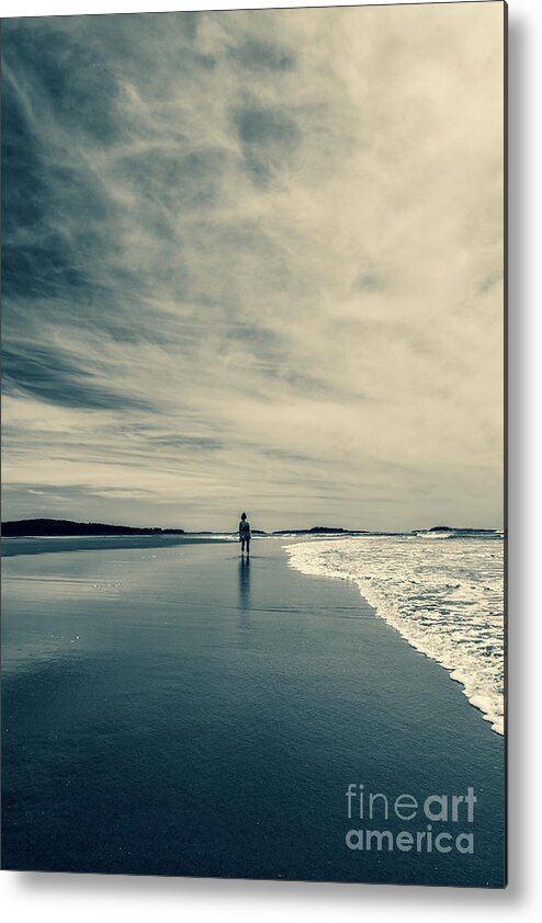 Small Point Metal Print featuring the photograph Alone on the Beach by Edward Fielding