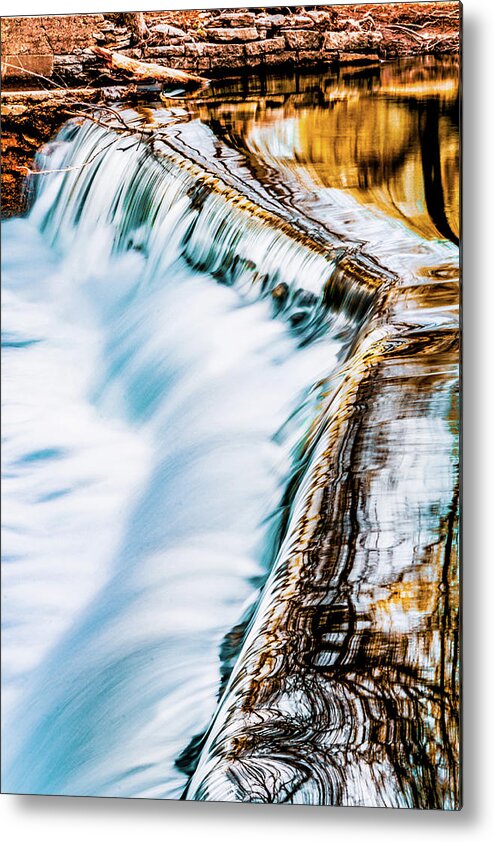 Spring Metal Print featuring the painting Amber Glow - Blue and Amber Artwork by Lourry Legarde