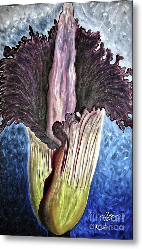 Flower Metal Print featuring the painting Amorphophallus titanum by Jolanta Anna Karolska