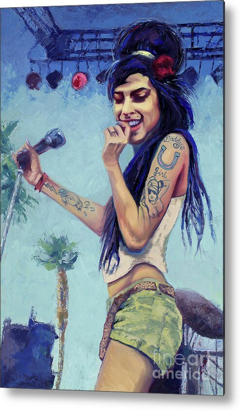 Coachella Metal Print featuring the painting Amy Winehouse Coachella Festival, 2017 by PJ Kirk