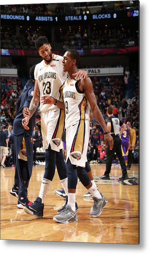 Anthony Davis Metal Print featuring the photograph Anthony Davis and Rajon Rondo by Layne Murdoch