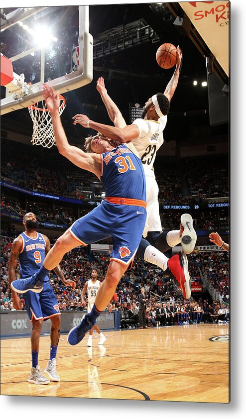 Smoothie King Center Metal Print featuring the photograph Anthony Davis and Ron Baker by Layne Murdoch