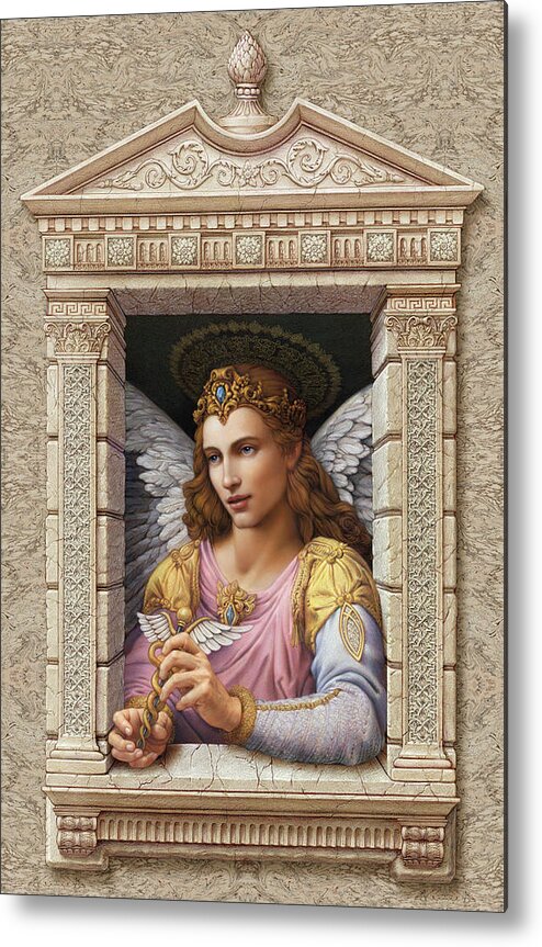 Christian Art Metal Print featuring the painting Archangel Raphael by Kurt Wenner