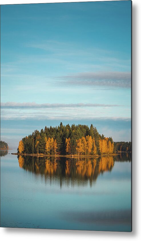 Admire Metal Print featuring the photograph Autumn coloured island in the middle of the lake by Vaclav Sonnek
