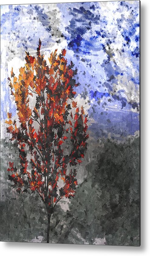 Wind Metal Print featuring the painting Autumn Flame In The Breeze Abstract by David Dehner