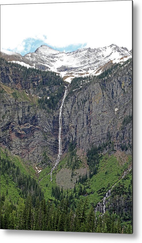 Avalanche Falls Metal Print featuring the photograph Avalanche Falls - Glacier National Park by Richard Krebs