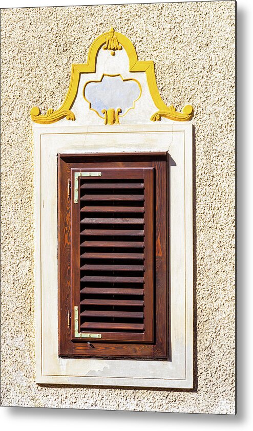 Baroque Metal Print featuring the photograph Baroque ornate window frame with shutters by Viktor Wallon-Hars