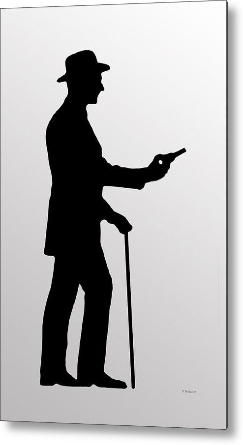 2d Metal Print featuring the digital art Bat Masterson Silhouette Icon by Brian Wallace