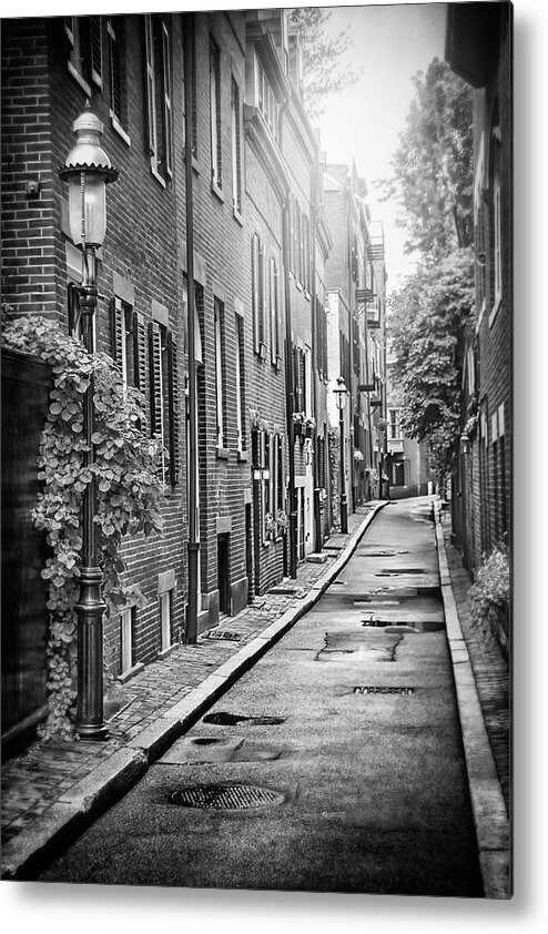 Beacon Hill Metal Print featuring the photograph Beacon Hill Area of Boston Black and White by Carol Japp