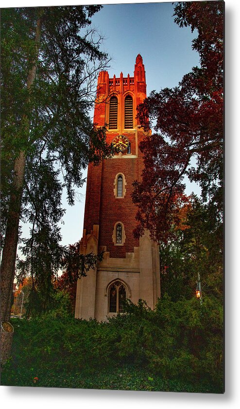 Michigan State University Metal Print featuring the photograph Beaumont Tower on the Michigan State University campus at sunrise by Eldon McGraw