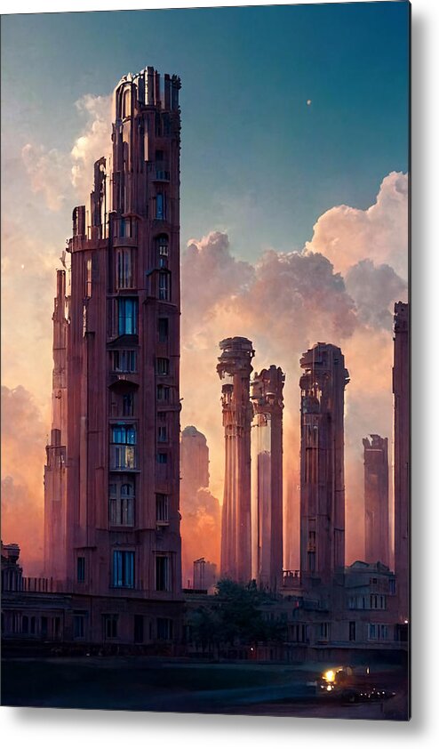 Picture Metal Print featuring the painting Beautiful buildings in a city detailed concept art arch 1ae4ba18 6aca 4614 bdee ec78565 by MotionAge Designs