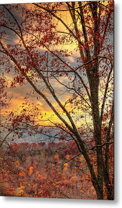 Andrews Metal Print featuring the photograph Beautiful Sunset over the Smoky Mountains by Debra and Dave Vanderlaan