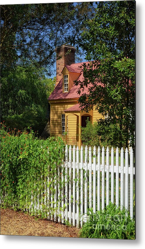 Colonial Williamsburg Metal Print featuring the photograph Behind The White Picket Fence by Lois Bryan