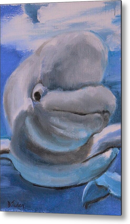 Beluga Metal Print featuring the painting Beluga Whale Underwater Painting Series by Donna Tuten
