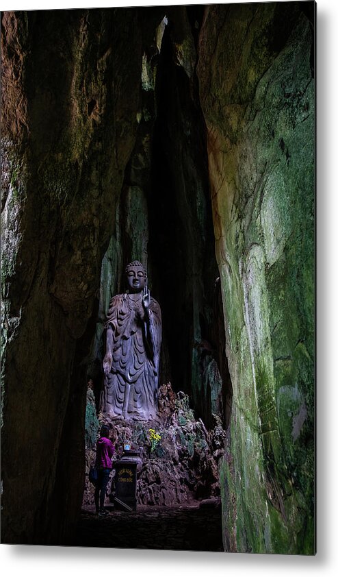 Ancient Metal Print featuring the photograph Big Buddha Inside Marble Mountain by Arj Munoz