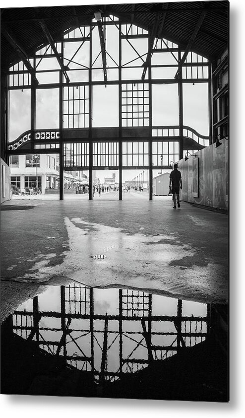 Asbury Park Metal Print featuring the photograph Black and White Reflections At The Casino Asbury Park by Kristia Adams