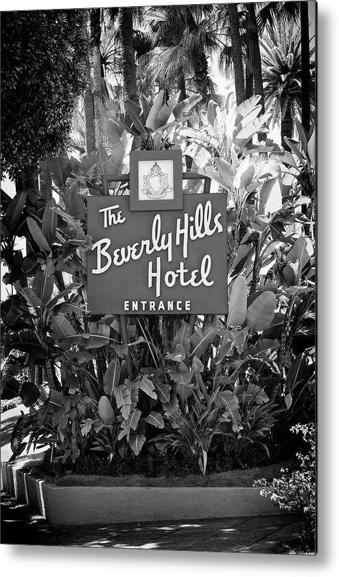 Los Angeles Metal Print featuring the photograph Black California Series - L.A Beverly Hills Hotel by Philippe HUGONNARD