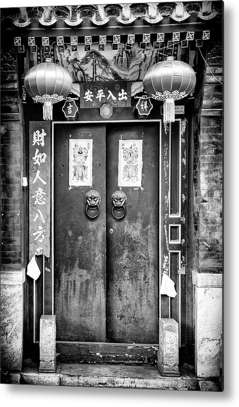 Black And White Photography Metal Print featuring the photograph Black China Series - Temple Gate by Philippe HUGONNARD