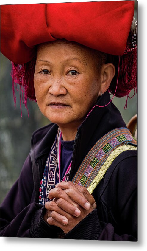 Black Metal Print featuring the photograph Black Hmong Woman by Arj Munoz