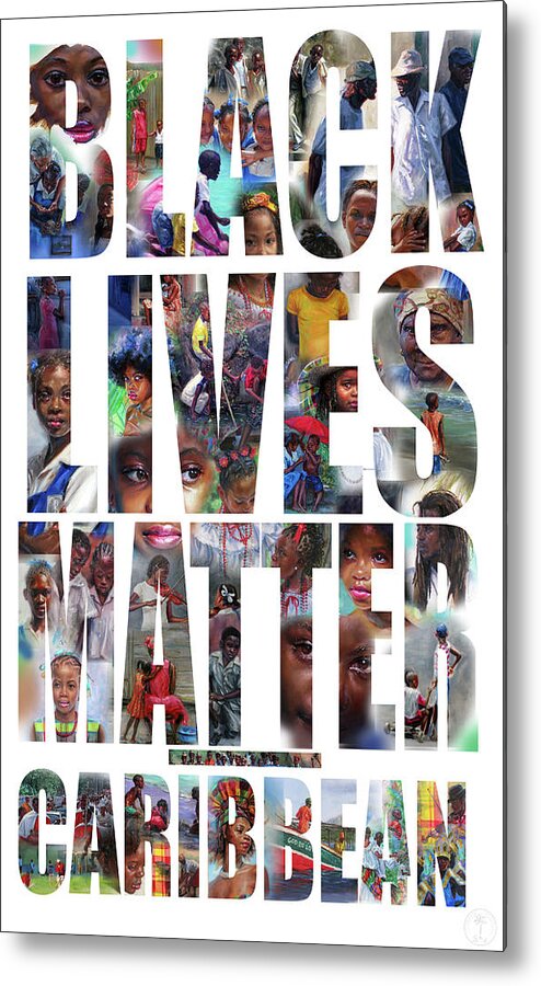 Black Lives Matter Metal Print featuring the painting Black Lives Matter-Caribbean by Jonathan Gladding