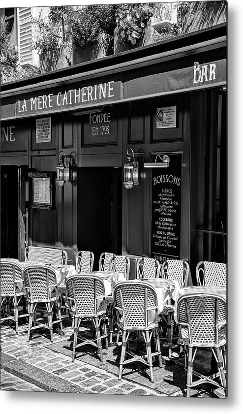 France Metal Print featuring the photograph Black Montmartre Series - Parisian Restaurant by Philippe HUGONNARD