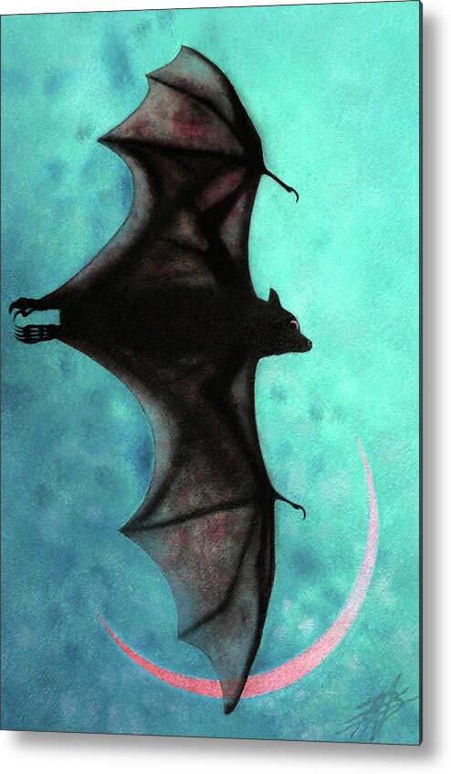 Bat Metal Print featuring the mixed media Blossom Hunter-Black Flying Fox by Robin Street-Morris