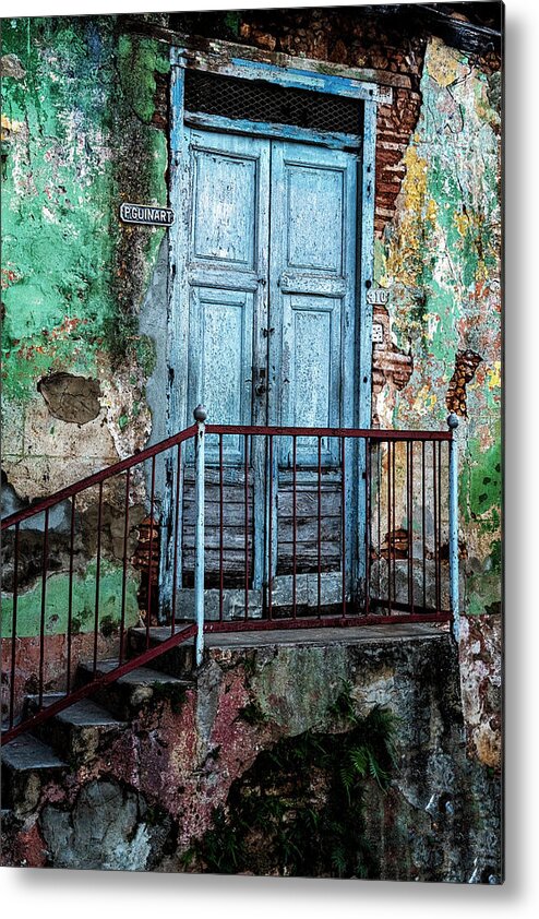 Havana Cuba Metal Print featuring the photograph Blue Door by Tom Singleton