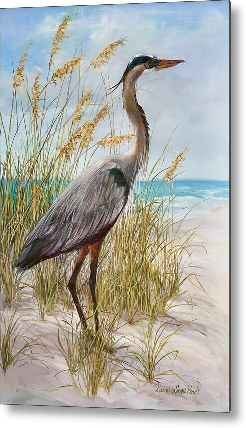 Blue Heron Metal Print featuring the painting Blue Heron II by Laurie Snow Hein