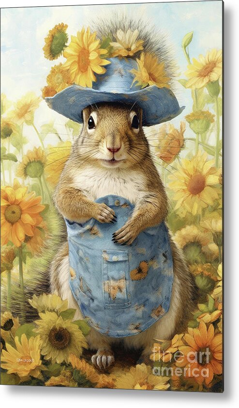 Squirrel Metal Print featuring the painting Blue Jean Bernadette by Tina LeCour