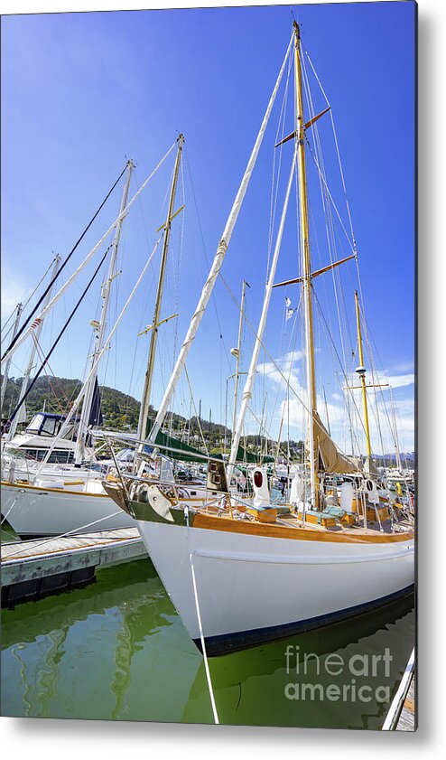 Wingsdomain Metal Print featuring the photograph Boats at the Sausalito Harbor Docks in Sausalito California DSC7097 by Wingsdomain Art and Photography