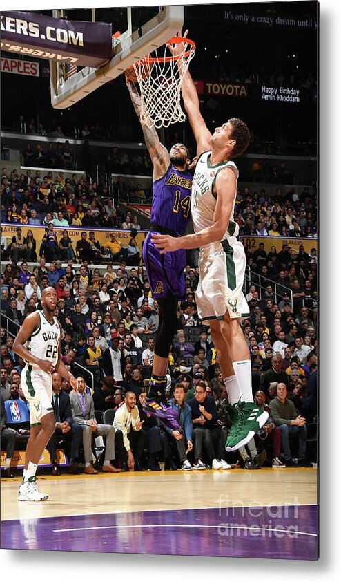 Nba Pro Basketball Metal Print featuring the photograph Brandon Ingram and Brook Lopez by Andrew D. Bernstein